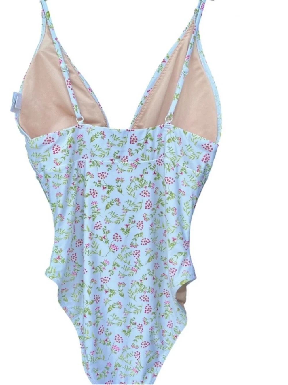 J. Crew Blue Cloud Meadow Floral Plunge One-Piece Swimsuit 8